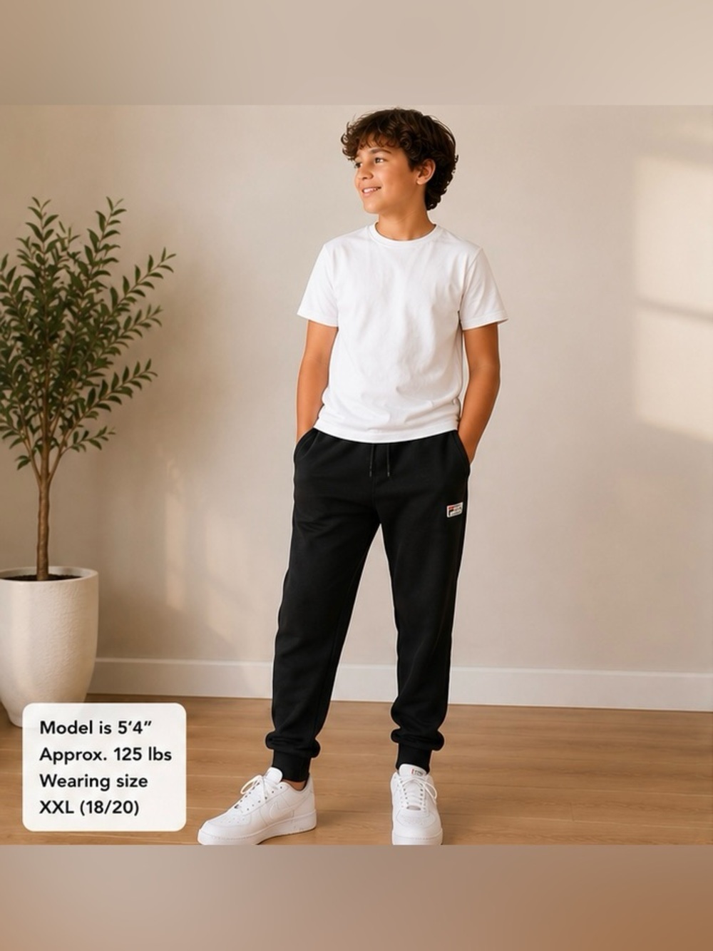 Fila Kids Black Jogger Pants XXL 18/20 Athletic Track Pants Youth Unisex